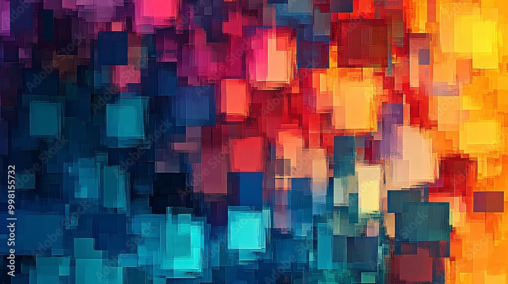 Abstract digital pixels in a mosaic pattern of bright colors Abstract digital pixels in a mosaic pattern of bright colors