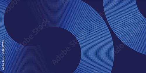 Abstract blue background with blue glowing diagonal geometric lines. Modern shiny blue rounded rectangle lines pattern. Minimalist graphic design. Futuristic