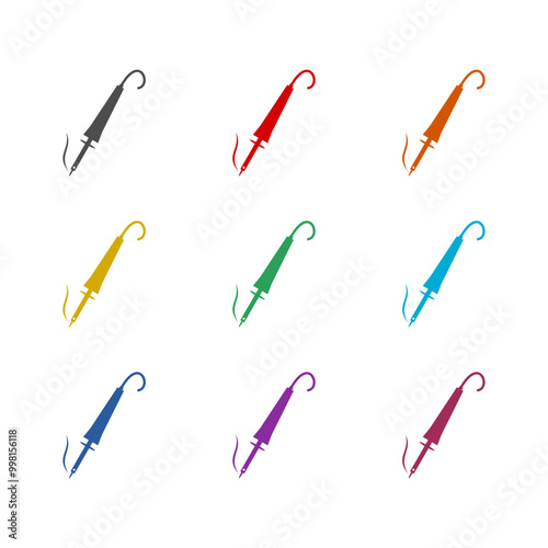 Heater soldering iron icon isolated on white background. Set icons colorful