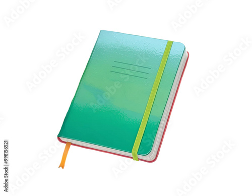 notebook with green glossy cover