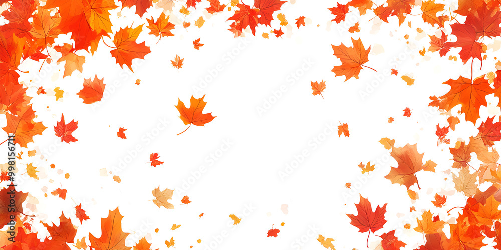 Autumn Maple Leaves Border on White Background Autumn Maple Leaves Border on White Background