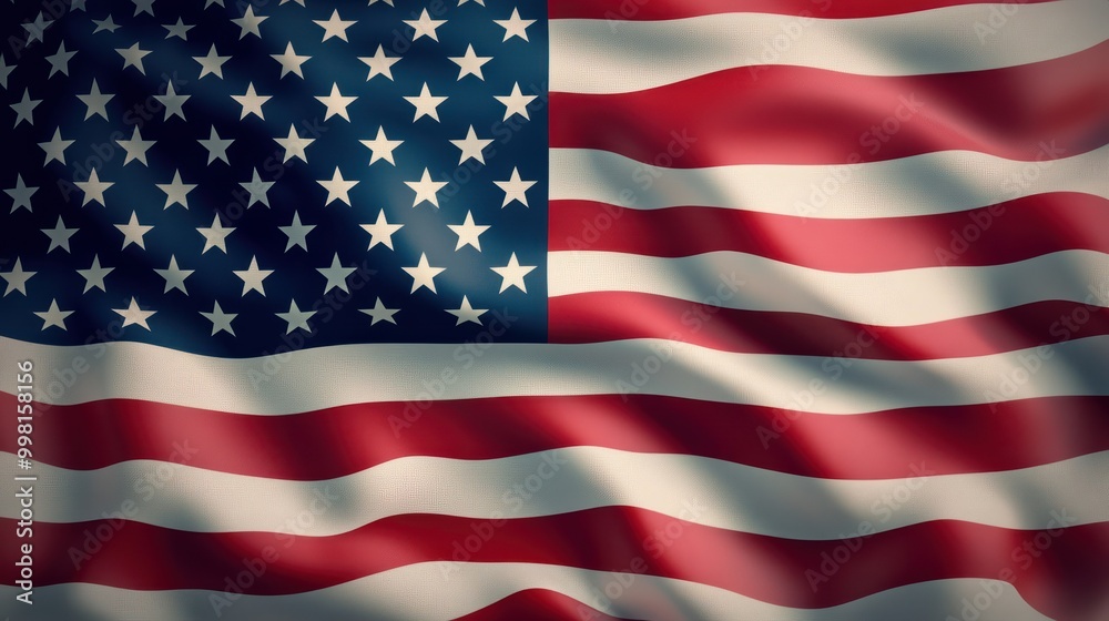 Naklejka premium American Flag Waving in the Wind, Generative Ai