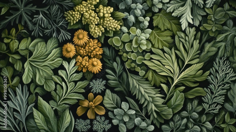 Fototapeta premium A Still Life of Delicate Green and Yellow Foliage