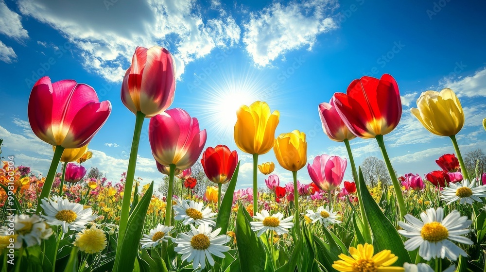 Fototapeta premium view of a field of flowers landscape scenery