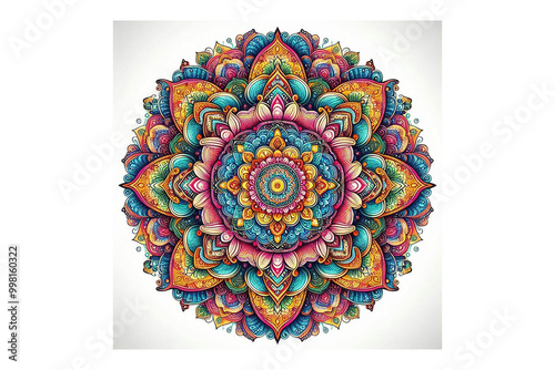 Colorful Spiritual Mandala design, white background