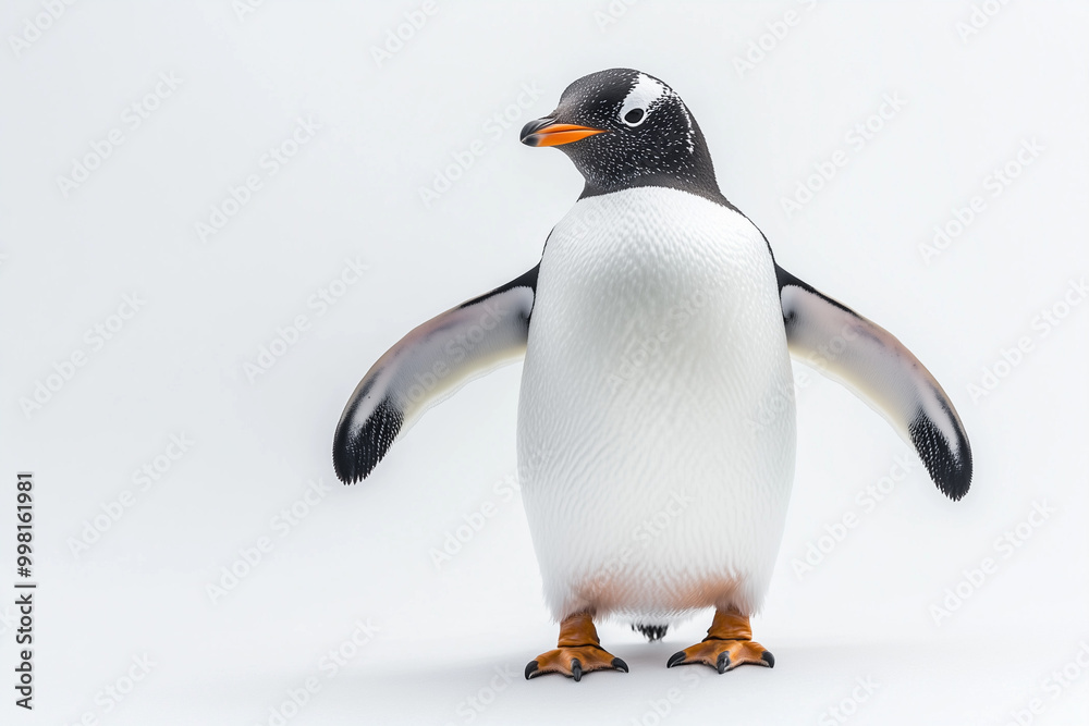 Obraz premium Gentoo Penguin Standing Tall Front View of a Penguin in Neutral Pose