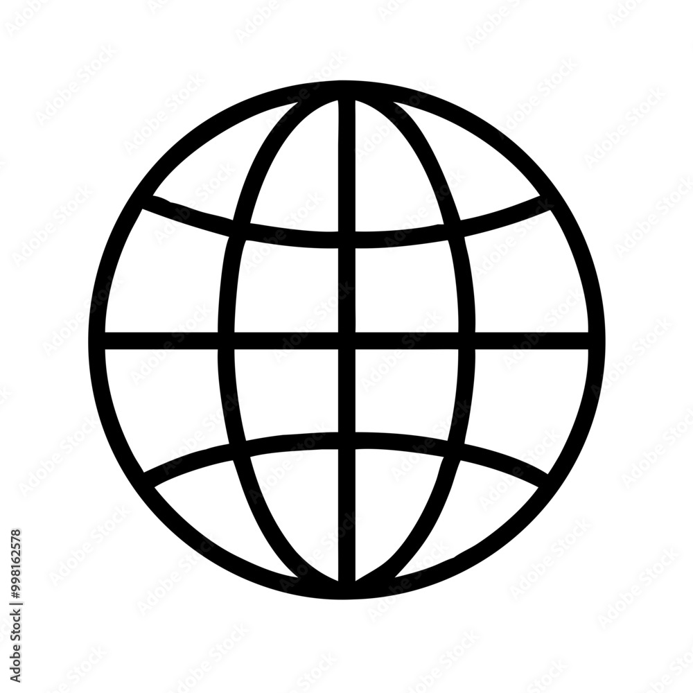 Globe wireframe icon in a minimalist design for geography and global concepts
Globe wireframe icon in a minimalist design for geography and global concepts