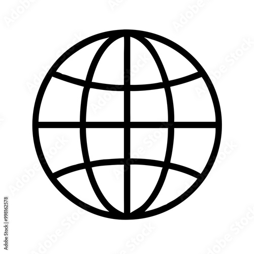 Globe wireframe icon in a minimalist design for geography and global concepts

