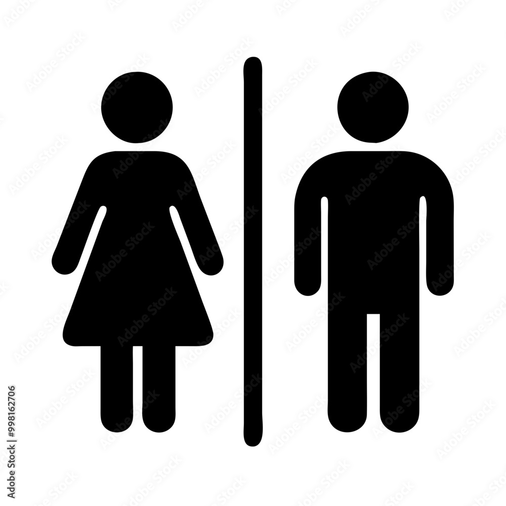 Restroom symbol icon for male and female facilities in a clear design
Restroom symbol icon for male and female facilities in a clear design