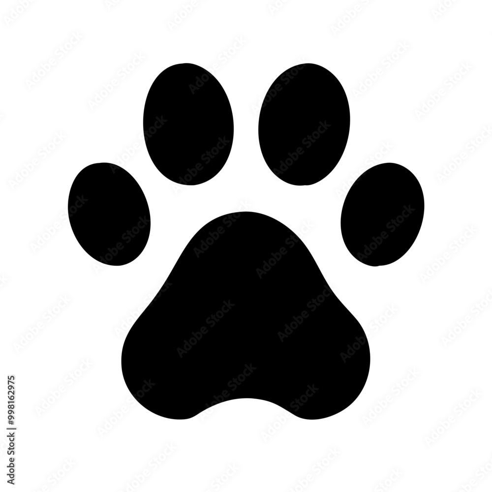 Paw print icon in a bold design for animal care and pet-related concepts
Paw print icon in a bold design for animal care and pet-related concepts