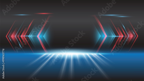 Abstract background technology high speed racing for sports of long exposure light on black background.Science geometric shape modern elegant design.Vector illustration.