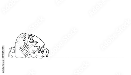 continuous line of man prostrating on the floor.one line drawing of man praying.man begging for forgiveness.respect to the king.single line vector illustration