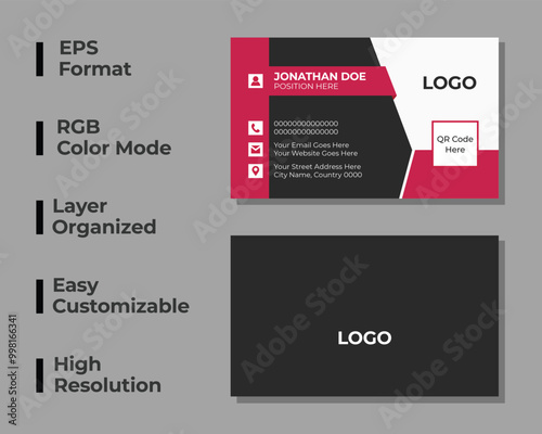 Modern business card, personal identity card, corporate card, simple business card, layout, set