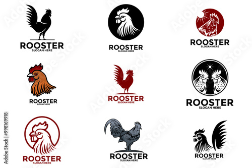 Set of Chicken logo vector, Rooster logo design collections