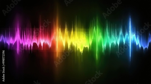 Vibrant audio waveform in rainbow colors