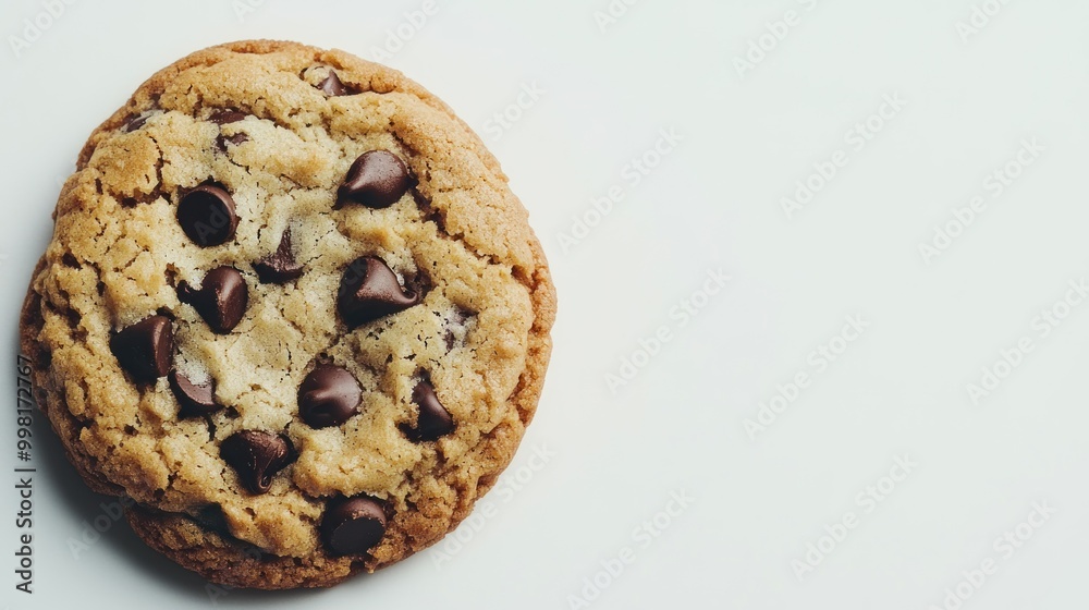 Close-up of a Single Chocolate Chip Cookie on a White Background Close-up of a Single Chocolate Chip Cookie on a White Background
