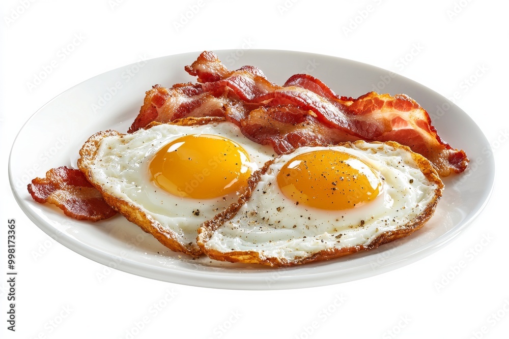 fried eggs on a plate isolated on white background fried eggs on a plate isolated on white background