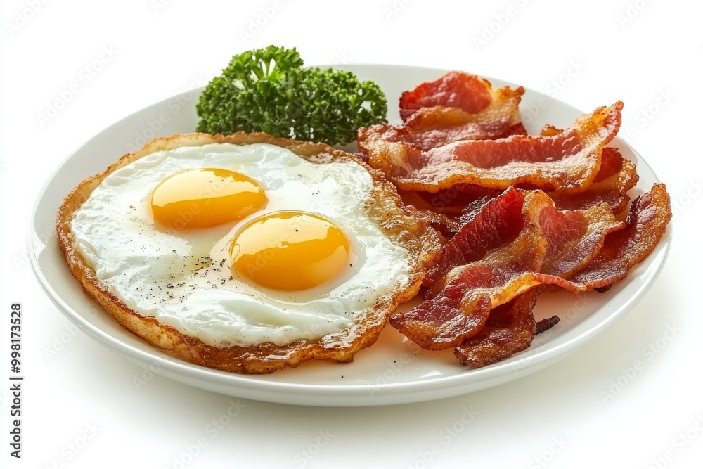 fried eggs on a plate isolated on white background fried eggs on a plate isolated on white background