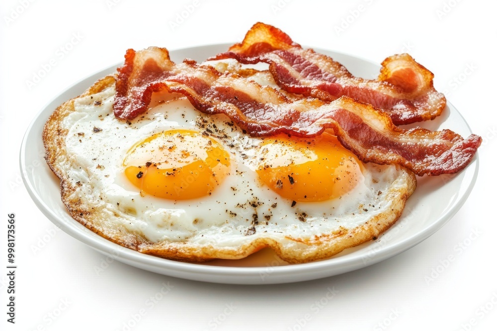 fried eggs on a plate isolated on white background fried eggs on a plate isolated on white background