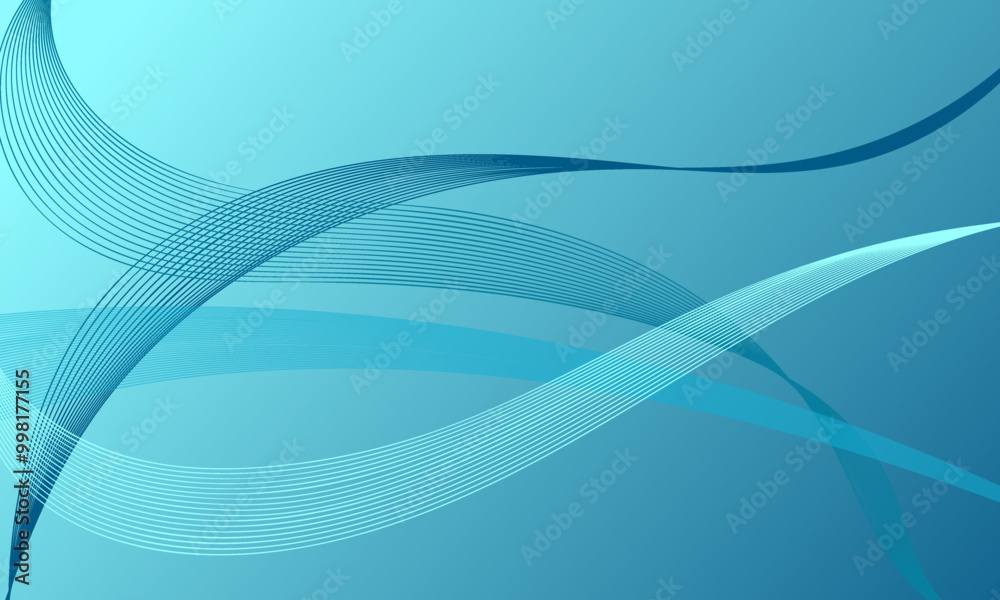 Fototapeta premium green blue light lines wave curve on smooth gradient abstract background