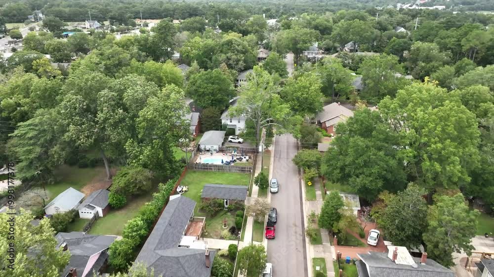 aerial of neighborhood and homes in columbia sc, south carolina
