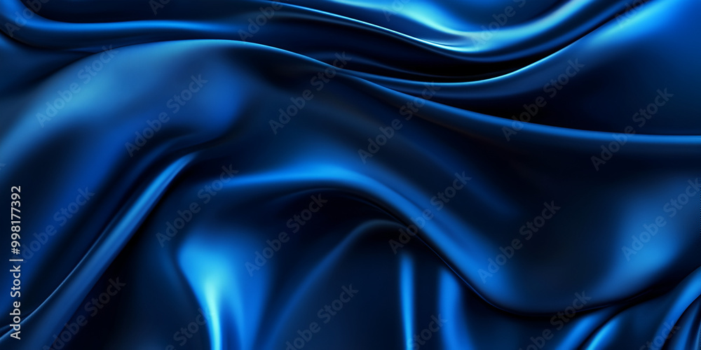 Obraz premium Smooth Flowing Blue Satin Fabric