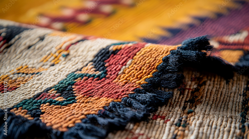 Intricate Dhurrie Rug with Smooth Tight Weave Intricate Dhurrie Rug with Smooth Tight Weave