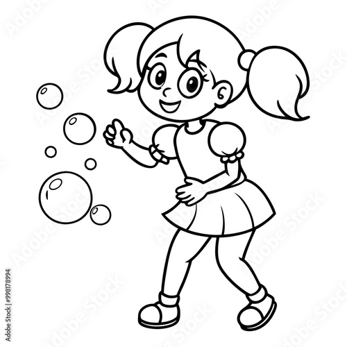 cute girl playing bubbles