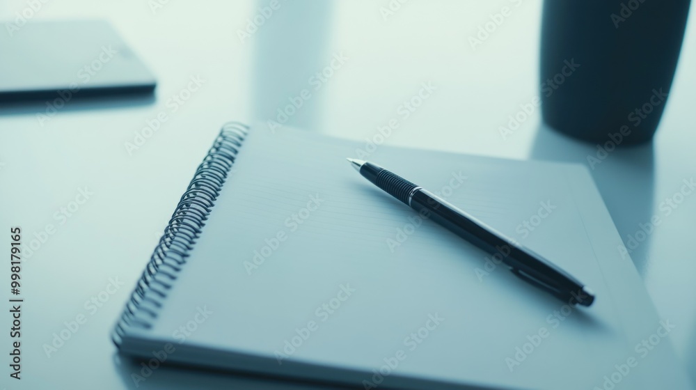 Blank Notebook with Pen on a Desk Blank Notebook with Pen on a Desk