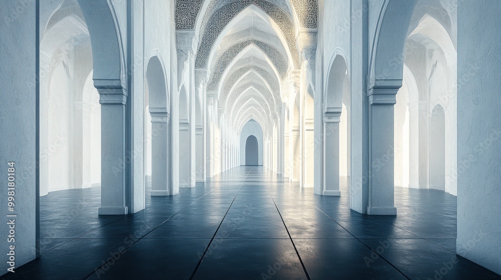 Obraz premium White Arched Corridor in a Mosque