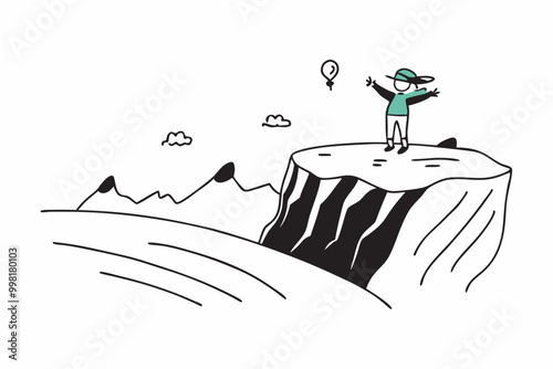 Lost Hiker Contemplating Direction on Mountain Peak
