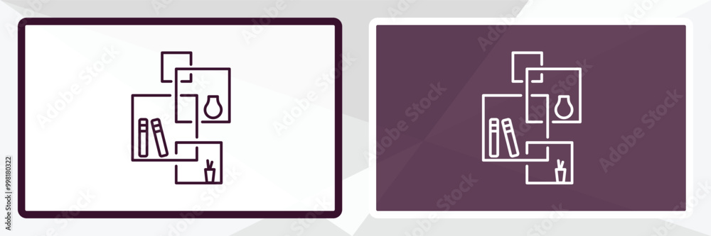 wall shelves outline icon. Linear vector from furniture concept. Thin line white and black wall shelves icon isolated on white and dark background wall shelves outline icon. Linear vector from furniture concept. Thin line white and black wall shelves icon isolated on white and dark background