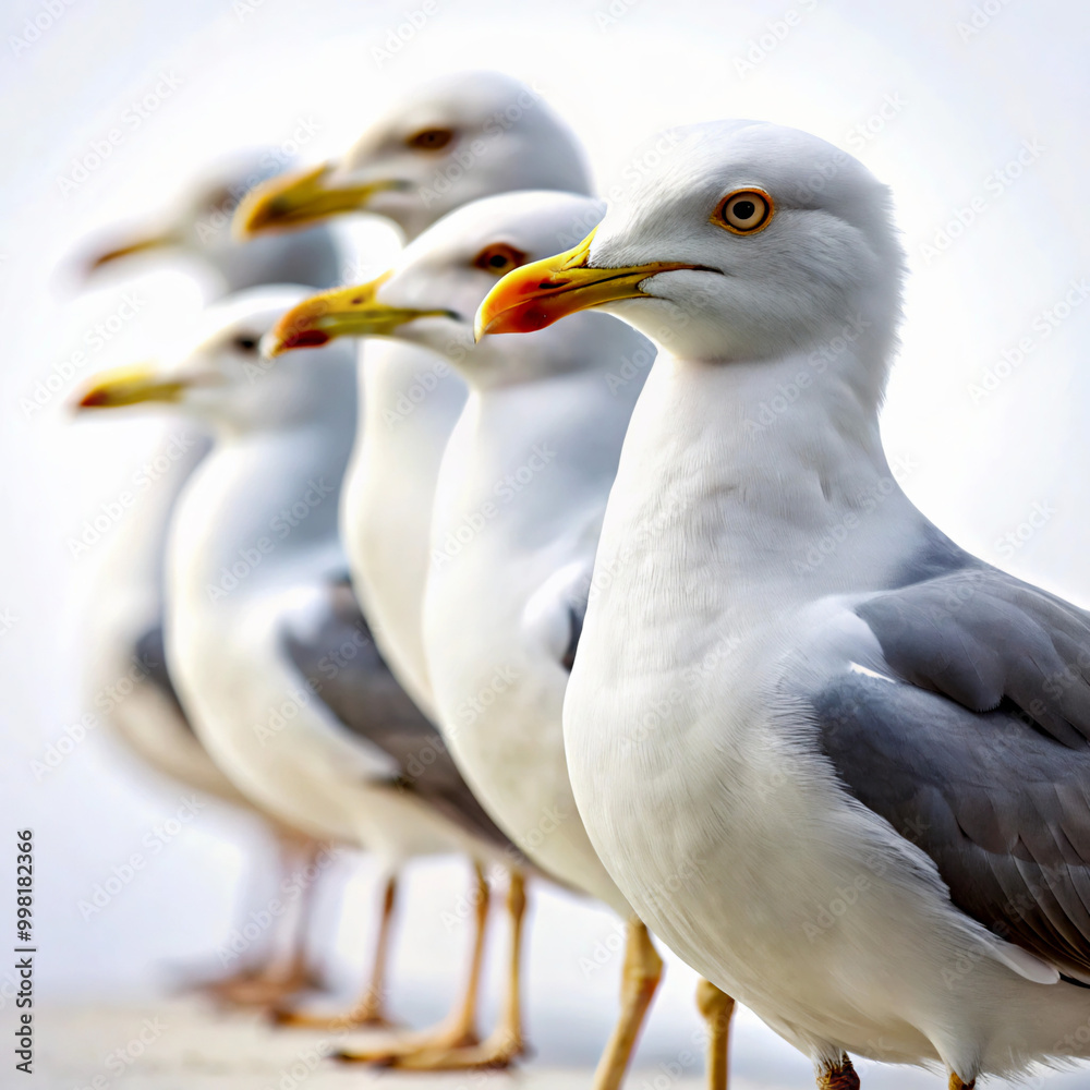 Naklejka premium close up of a seagullseagull, bird, gull, animal, sea, white, nature, beak, wildlife, ocean, feather, water, blue, eye, seabird, wild, wing, coast, feathers, sky, birds