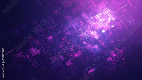 Abstract futuristic background in dark colors. Purple abstract microcircuits and processors. AI generative
