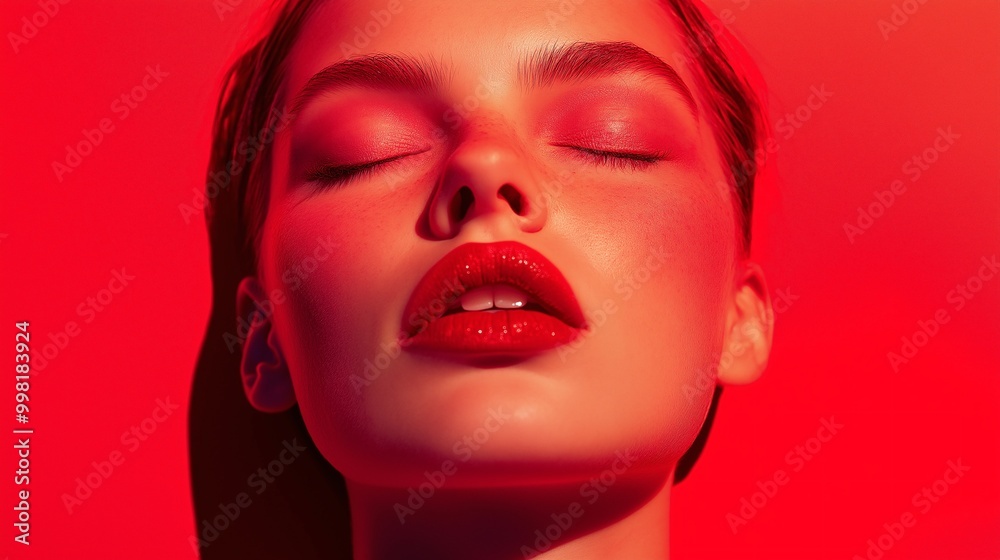 Glamorous Portrait with Bold Red Background Glamorous Portrait with Bold Red Background
