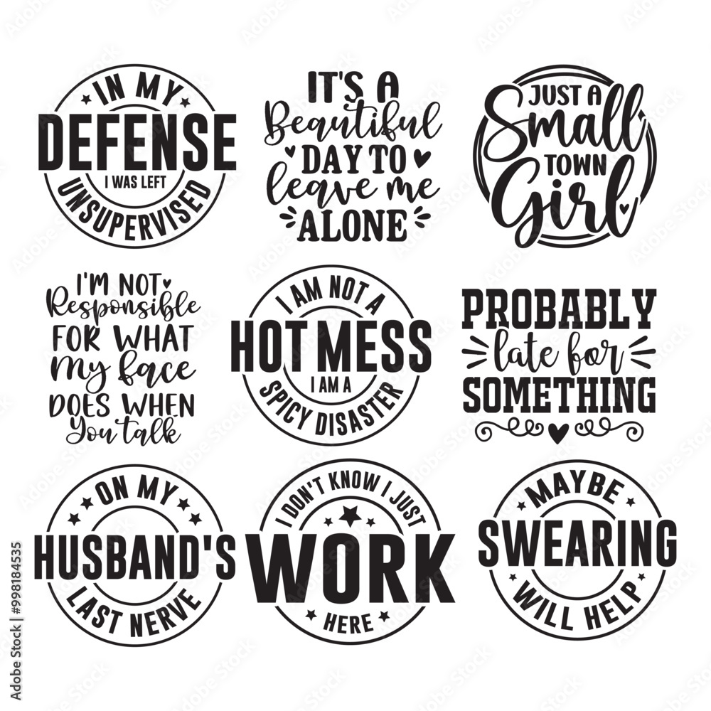 9 Funny Quotes SVG Bundle