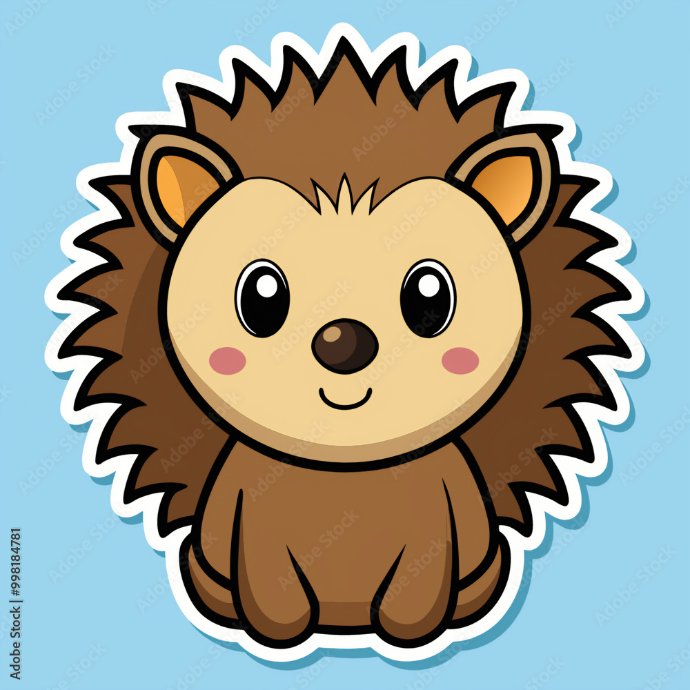 Fototapeta premium cartoon, animal, lion, vector, illustration, hedgehog, art, mammal, cat, wild, cute, funny, character, drawing, fun, wildlife, zoo, pet, baby, toy, safari, nature, brown, dog, smile