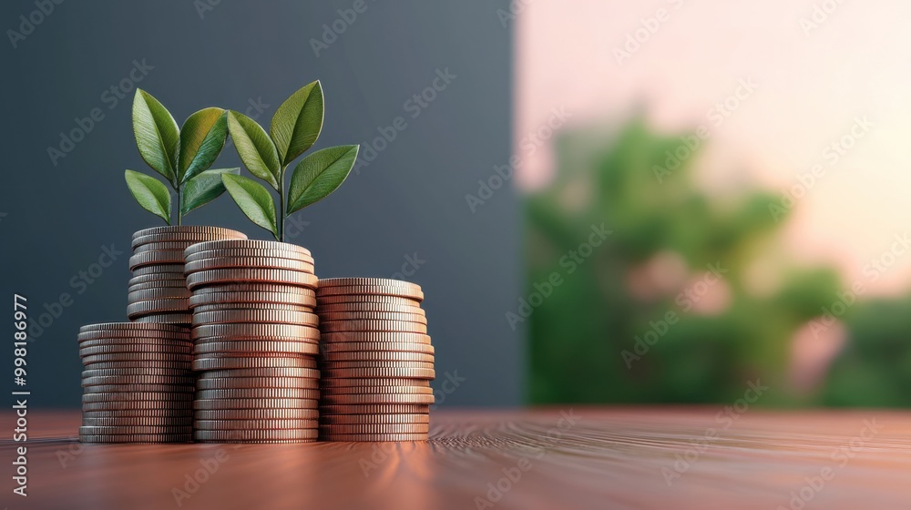 Cozy Indoor Scene with British Pounds and Greenery Cozy Indoor Scene with British Pounds and Greenery