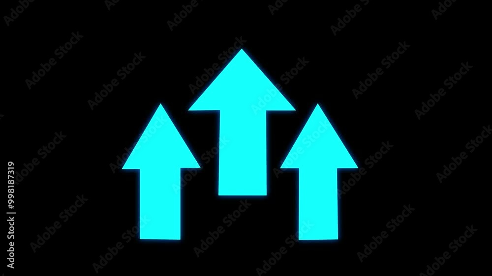 cyan glow Arrow icon black background. White arrow icon above. cyan glow Arrow icon black background. White arrow icon above.