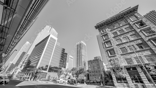 Calgary, Alberta - July 10, 2024: Skyscrapers of Downtown Calgary from the city streets on a sunny day