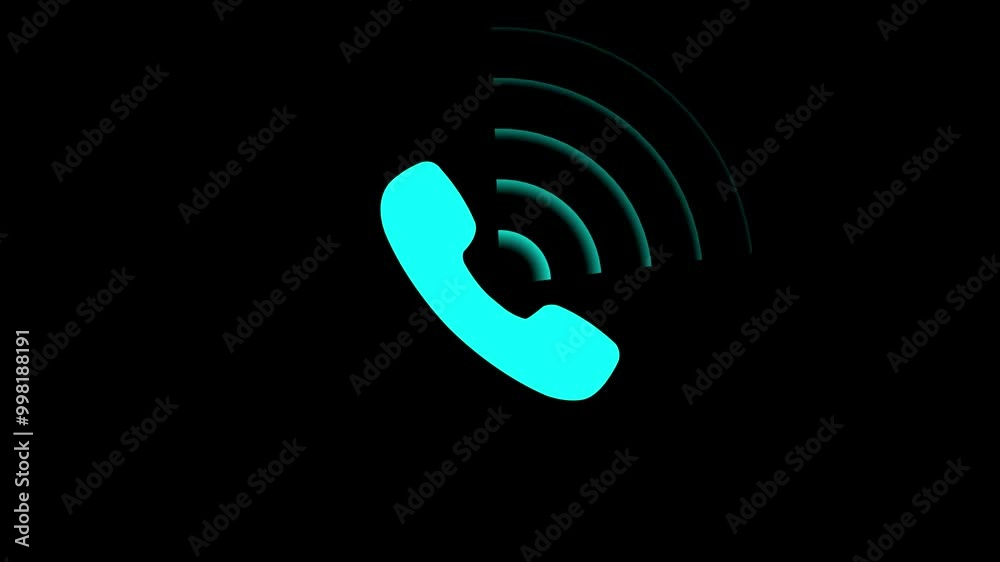 call icon animation video. call icon isolated on black background.