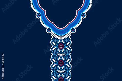 Floral ethnic neckline pattern background. traditional style. decoration, textile, fabric, clothing.