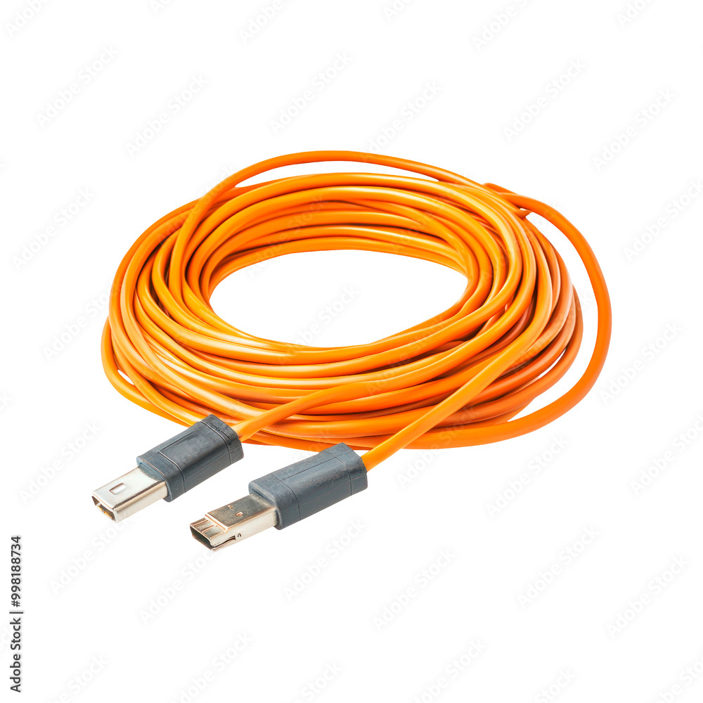 Orange extension cable. Isolated on transparent background. Orange extension cable. Isolated on transparent background.