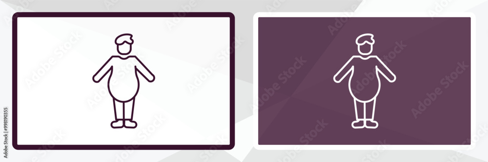 fat human outline icon. Linear vector from feelings concept. Thin line white and black fat human icon isolated on white and dark background fat human outline icon. Linear vector from feelings concept. Thin line white and black fat human icon isolated on white and dark background