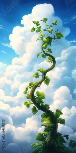 A giant beanstalk reaching up into the clouds photo