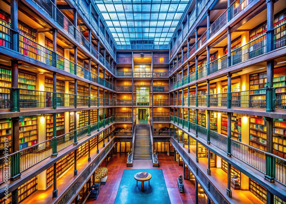 Stunning Interior of a Modern Library in Amsterdam Showcasing Architecture and Bookshelves Stunning Interior of a Modern Library in Amsterdam Showcasing Architecture and Bookshelves