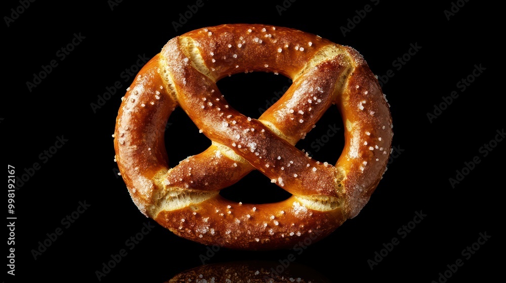 A Single, Salted Pretzel on a Black Background A Single, Salted Pretzel on a Black Background