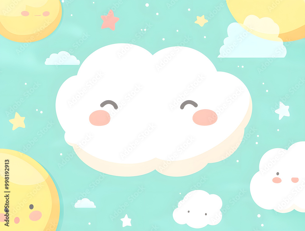 Pastel Abstract Geometric Background with Cloud Frame Pastel Abstract Geometric Background with Cloud Frame