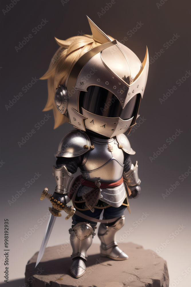 Fototapeta premium Chibi Knight in Shiny Armor