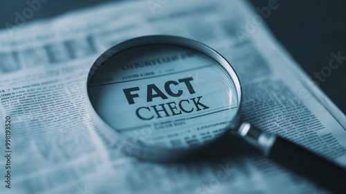 Wallpaper Mural Focus on Fact Check Text through Magnifying Glass Torontodigital.ca